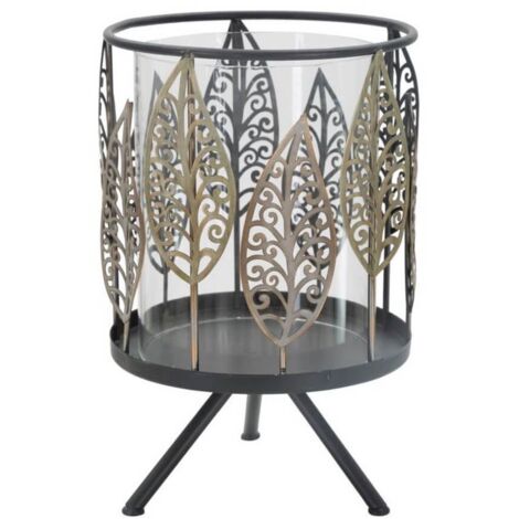 Portacandele Foglie in Ferro Ø15x24 cm - FOGLIE IRON
