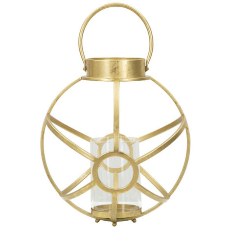 Portacandele Glam Ox Ø29x42,5 cm in Ferro e Vetro Oro