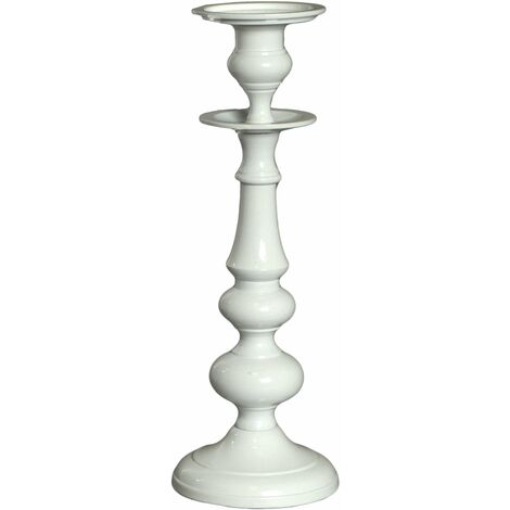 Portacandele in alluminio bianco 1p cm Ø13xh37