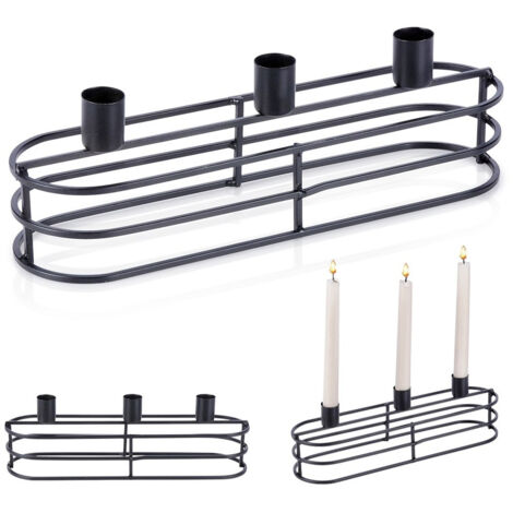 Portacandele in metallo nero per tre candele, tavolo decorativo