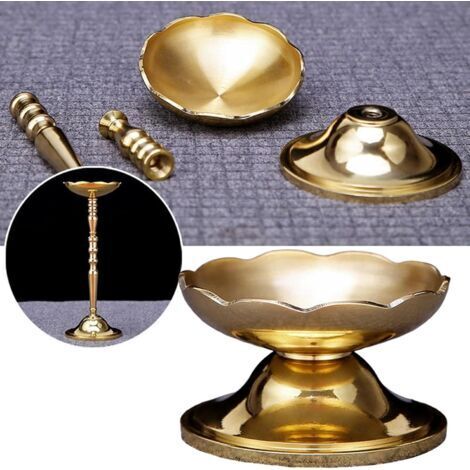 Portacandele in rame e supporto per lampada a burro in cristallo, dimensioni ridotte, base per riporre le candele, design semplice e robusto, decorazione spirituale per la casa e per uso rituale.