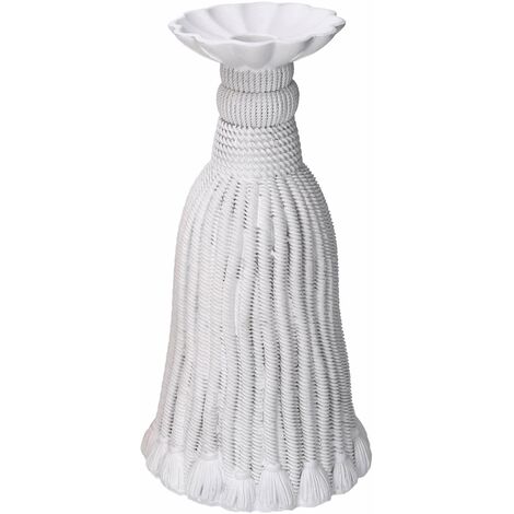 Portacandele resina nappina bianco cm Ø14xh25,6