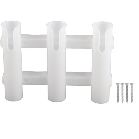Portacanna da pesca in ABS a 3 tubi, accessorio da pesca per acqua dolce, acqua salata, kayak e yacht, bianco