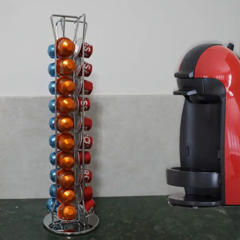 Stand Portacapsule Caffe' Girevole Verticale 40Pz Adatto per Nespresso e Simili