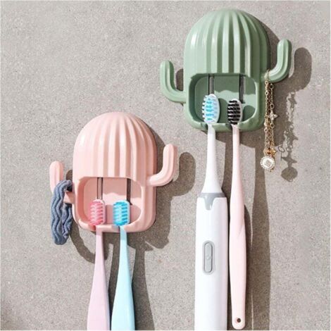 Portacepillos de dientes (2 unidades), portacepillos de dientes de plástico autoadhesivo para montaje en pared, caja para cepillos de dientes, no requiere taladro, portacepillos universal