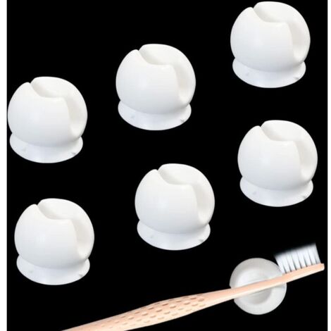 Portacepillos de dientes con ventosa, soporte de pared para cepillos de dientes, gancho multifuncional para dormitorio, baño y ducha (paquete de 6)