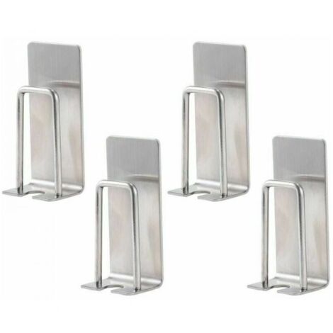 Portacepillos de dientes de acero inoxidable de 4 piezas para montar en la pared, vaso para cepillos de dientes, impermeable, autoadhesivo, sin perforaciones, organizador de baño