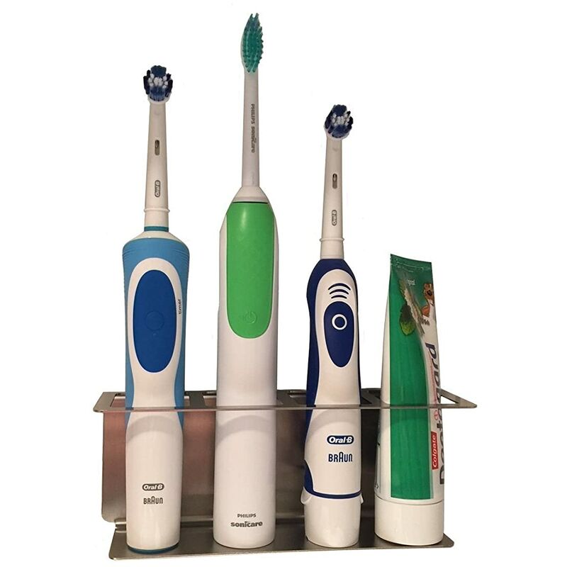

Abcrital - Portacepillos de dientes de acero inoxidable, portacepillos de dientes eléctrico de 4 plazas