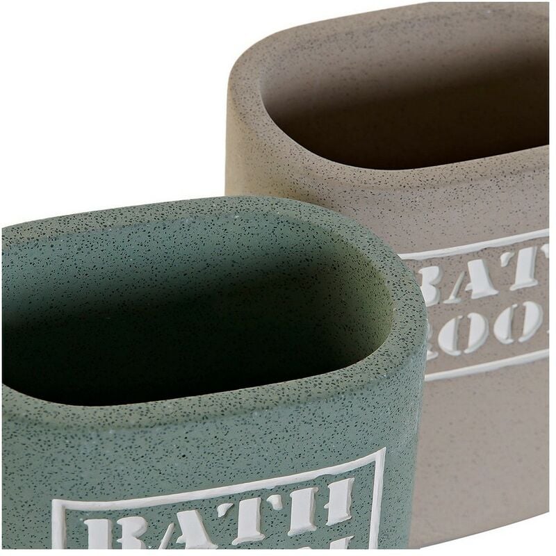 

Portacepillos de Dientes DKD Home Decor Cemento (2 pcs) (9 x 6 x 10.6 cm)