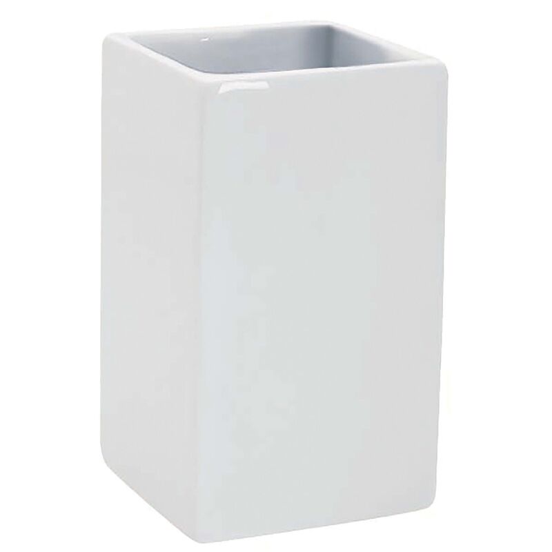 

Portacepillos de dientes 'Quadro' de porcelana en color blanco 6,5 x 6,5 x 10,5 cm - Spirella