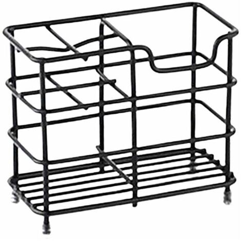 Portacepillos de dientes, portacepillos de dientes pequeño de acero inoxidable, organizador de accesorios de baño, negro