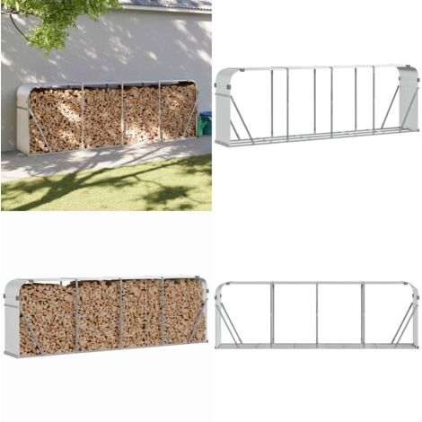 Portaceppi Argento 300x45x100 cm in Acciaio Zincato - Legna da ardere - Camino