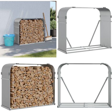 Portaceppi Grigio Chiaro 120x45x100 cm in Acciaio Zincato - Legna da ardere - Camino