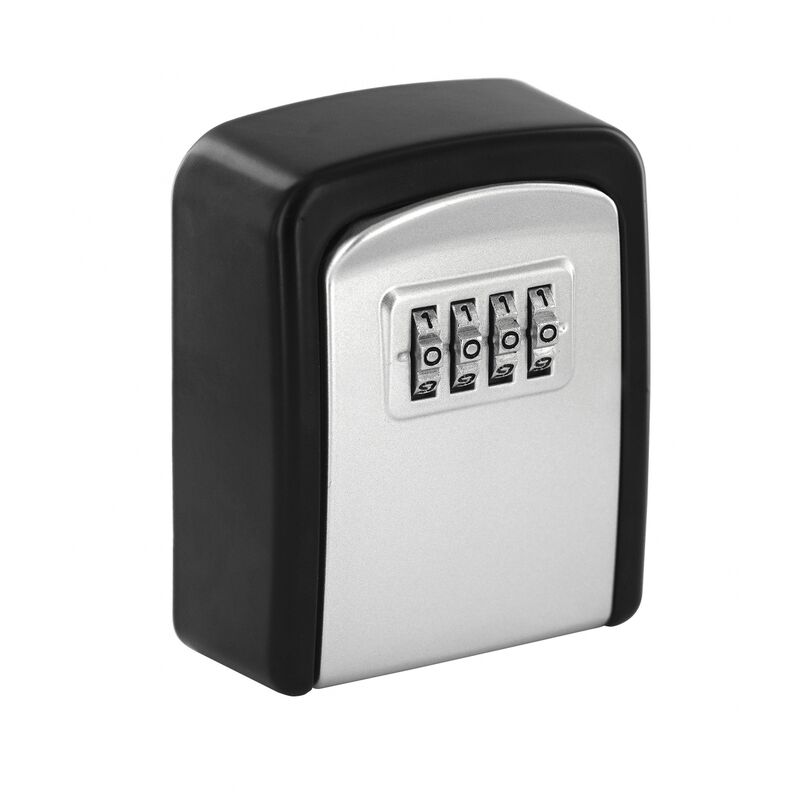 Image of Cassetta portachiavi keybox, 37x75mm, a muro, nero e grigio, combinazione a 4 cifre, per chiavi portone b&b Thirard