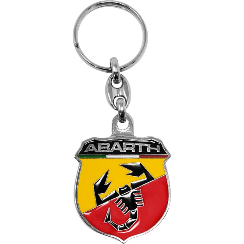 Portachiavi Abarth Scudetto Ufficiale in Metallo Bifacciale, 40 mm