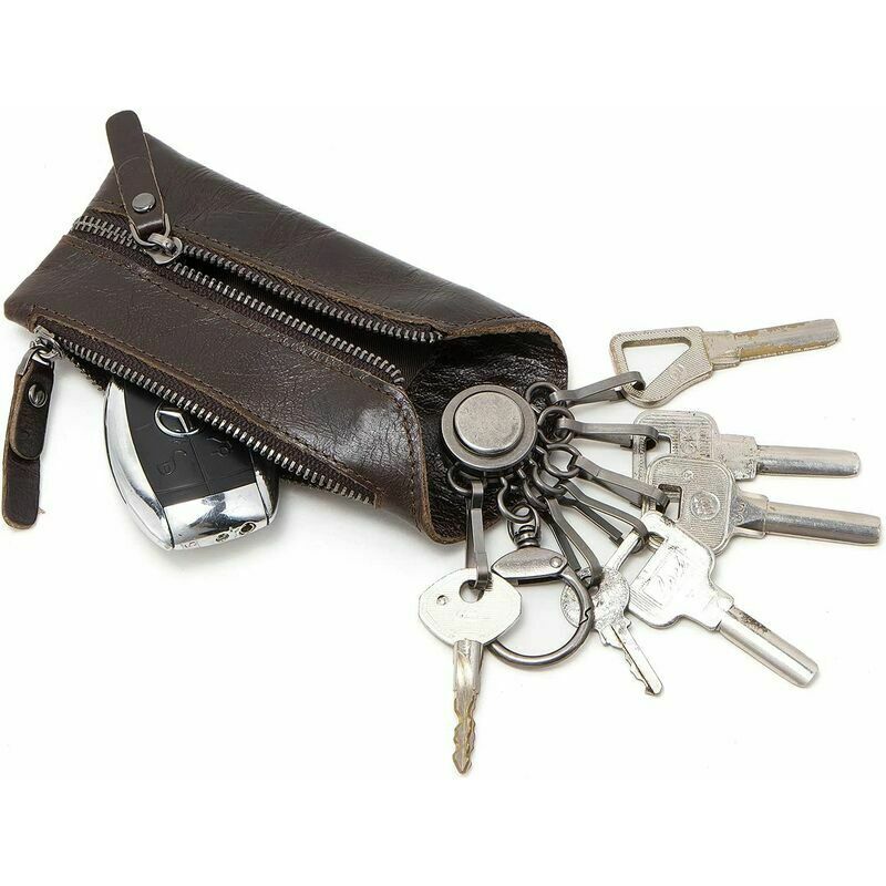 Portachiavi auto in pelle con cerniera