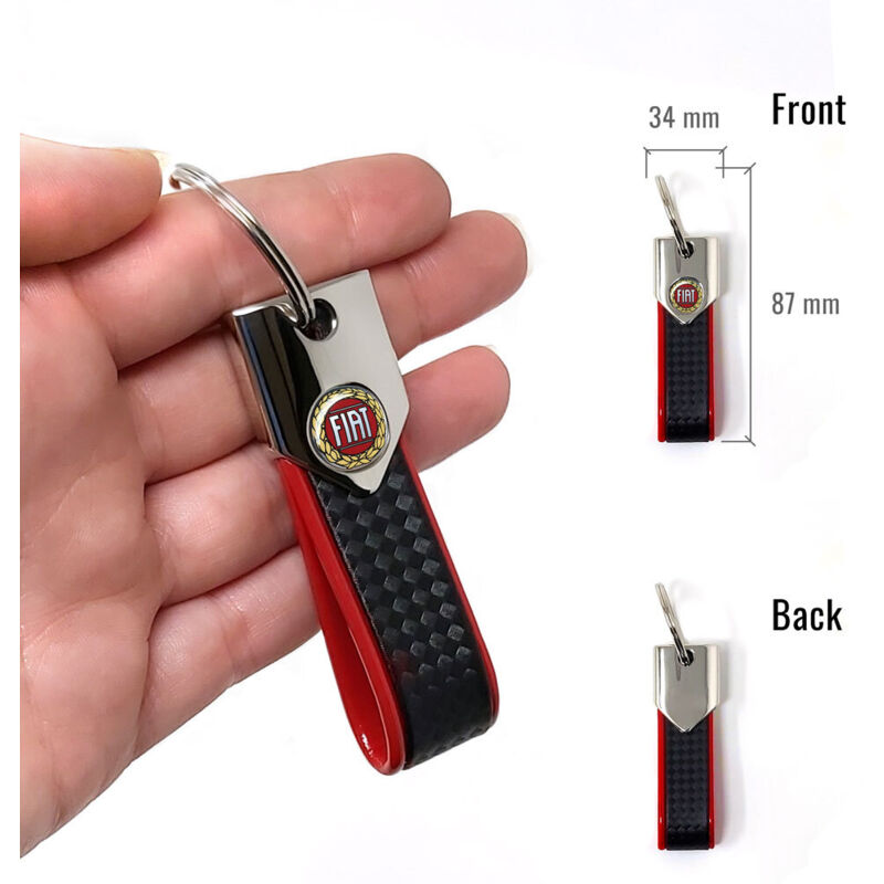 Portachiavi Carbon con Loghi Fiat Originali Rosso Vintage - Colore: ROSSO CARBON