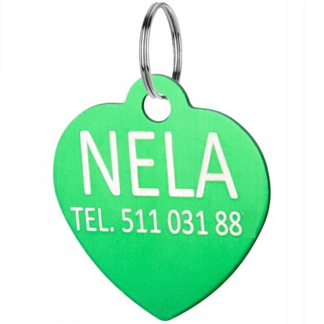 Portachiavi con ciondolo a forma di cuore con nome inciso a forma di cuore, colore verde