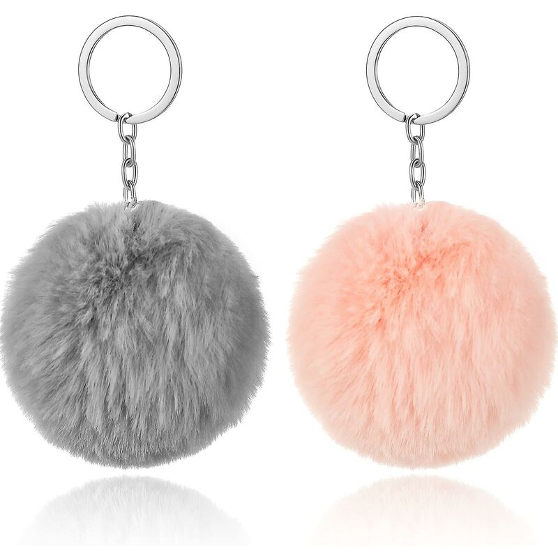 Portachiavi con palla di pelo di coniglio Rex