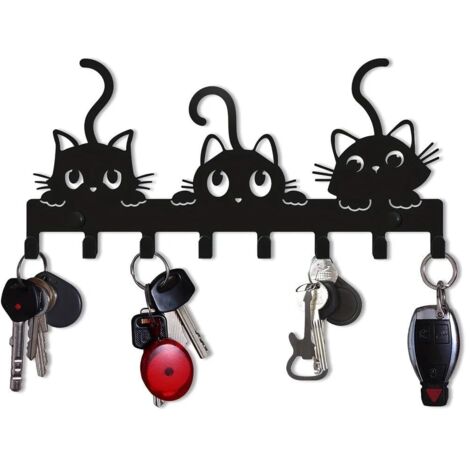 Portachiavi da muro con 8 ganci, adatto per corridoi, porte d'ingresso, camere da letto, cucine, colore nero.