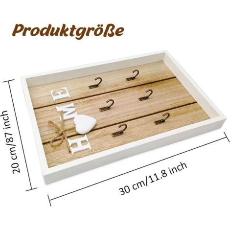 Portachiavi da parete in legno con 6 ganci per appendere le chiavi, accessorio perfetto per la casa, 30x20x3 cm