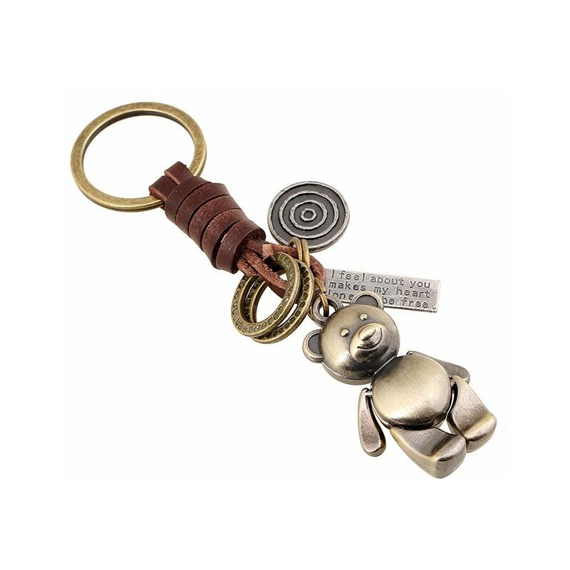 Portachiavi in pelle con mani e piedi mobili in