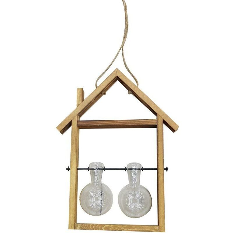 Portafiori in legno con vetro 2 posti cm25x6,5h30