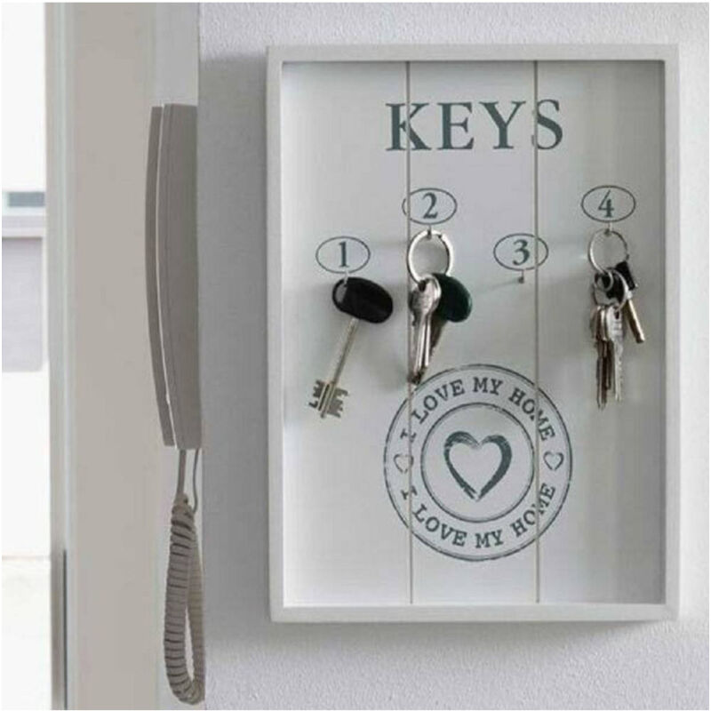 Portachiavi Pannello Appendi Chiavi In Legno 4 Ganci 24 x 32 Cm i Love My Home - - Trade Shop Traesio