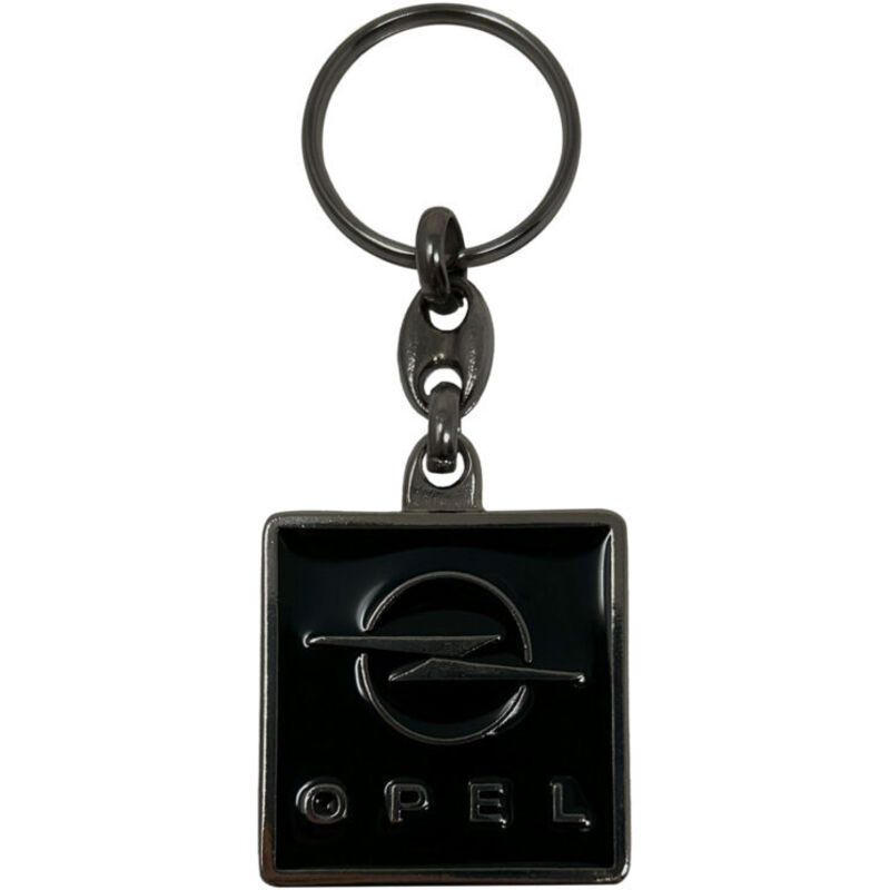 Portachiavi per Auto Opel, in Metallo, Chiusura con Anello, 90 x 35 mm - Colore: NERO
