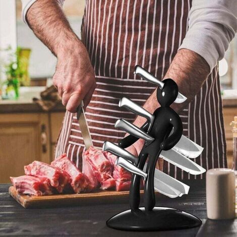 Portacoltelli senza coltelli, ceppo portacoltelli da cucina a forma di umanoide, decorazione perfetta (coltelli non inclusi)