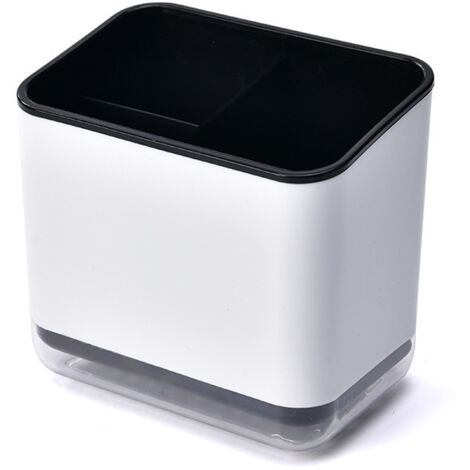 Portacubiertos, escurridor de cubiertos con tapa, contenedor multifuncional para cubiertos con 3 ranuras de drenaje, soporte para palillos (negro)