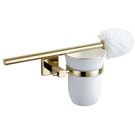 Portaescobillas de baño exclusivo en acero inoxidable  Portavasos para baño, portaescobillas, juego de inodoro, dorado