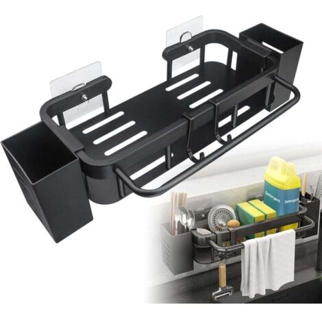Portaesponjas para fregadero de cocina, recipiente de acero inoxidable, contenedor de almacenamiento, portaesponjas para lavavajillas con 2 soportes para palillos