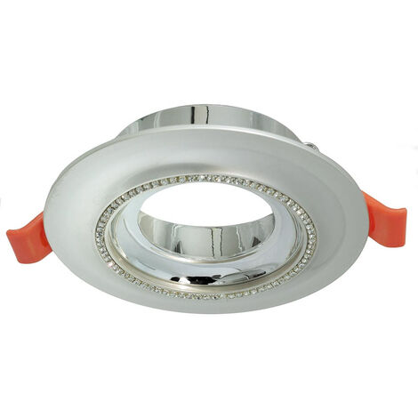Portafaretto a incasso tondo con brillantini argento porta faretto per controsoffittatura illuminazione luce
