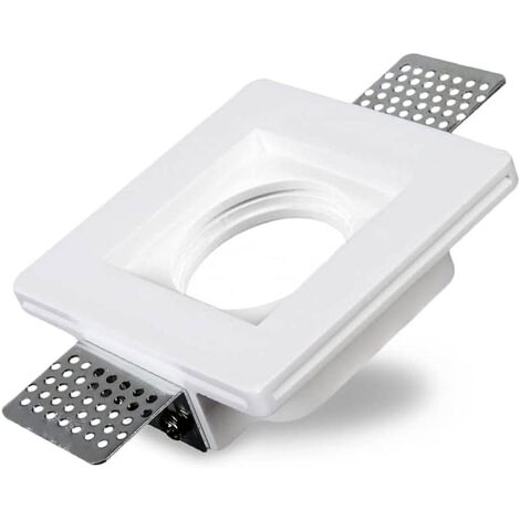 Portafaretto da incasso in gesso a scomparsa quadrato 100x100mm supporto per faretti gu10 e mr16 foro 105x105 mm
