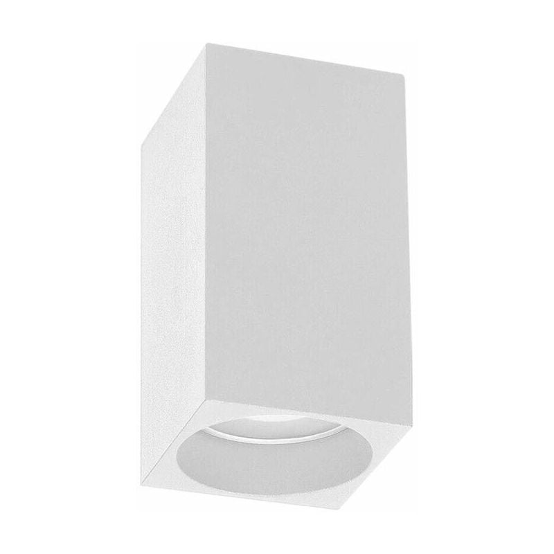 Image of Universo - Portafaretto Da Soffitto In Gesso Attacco Gu10 Porta Faretto a Cubo Bianco