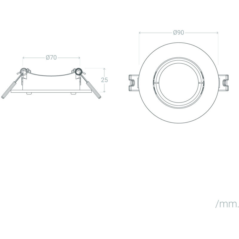 Image of Portafaretto Downlight Circolare Basculante per Lampadina led GU10 / GU5.3 Foro ø 70mm Nero