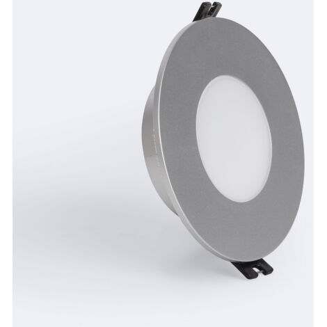Portafaretto Downlight Circolare IP65 per Lampadina LED GU10 / GU5.3 Foro Ø75 mm   Argento
