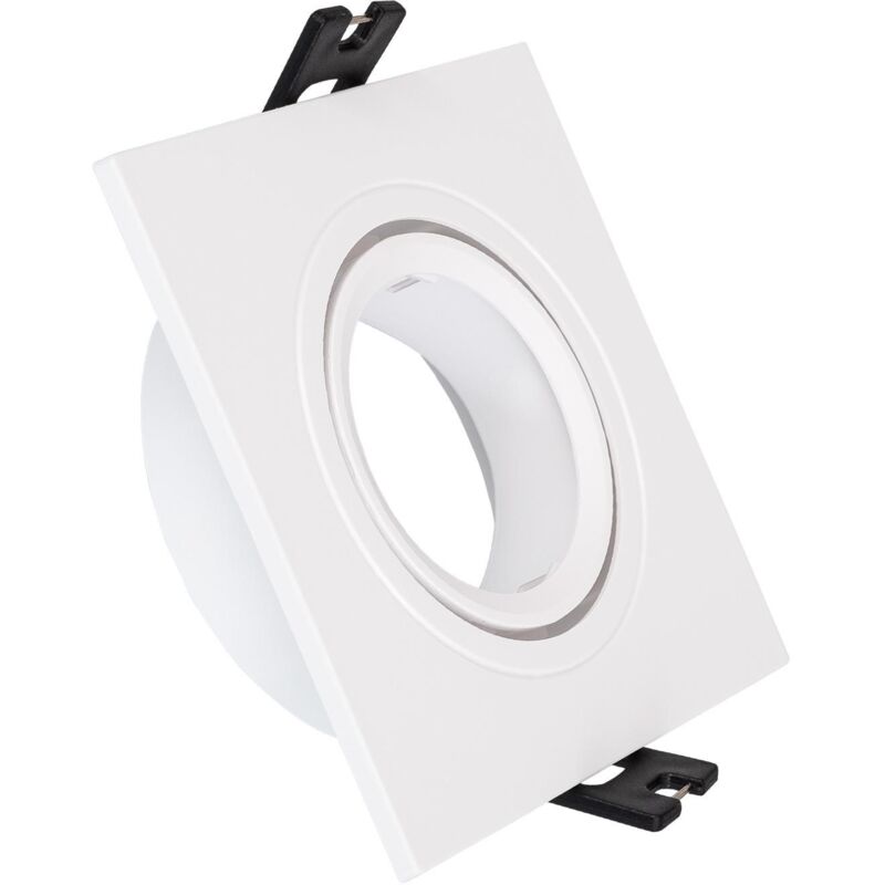 Image of Portafaretto Downlight Quadrato Basculante per Lampadina LED GU10 / GU5.3 Foro Ø 75 mm Bianco Opaco