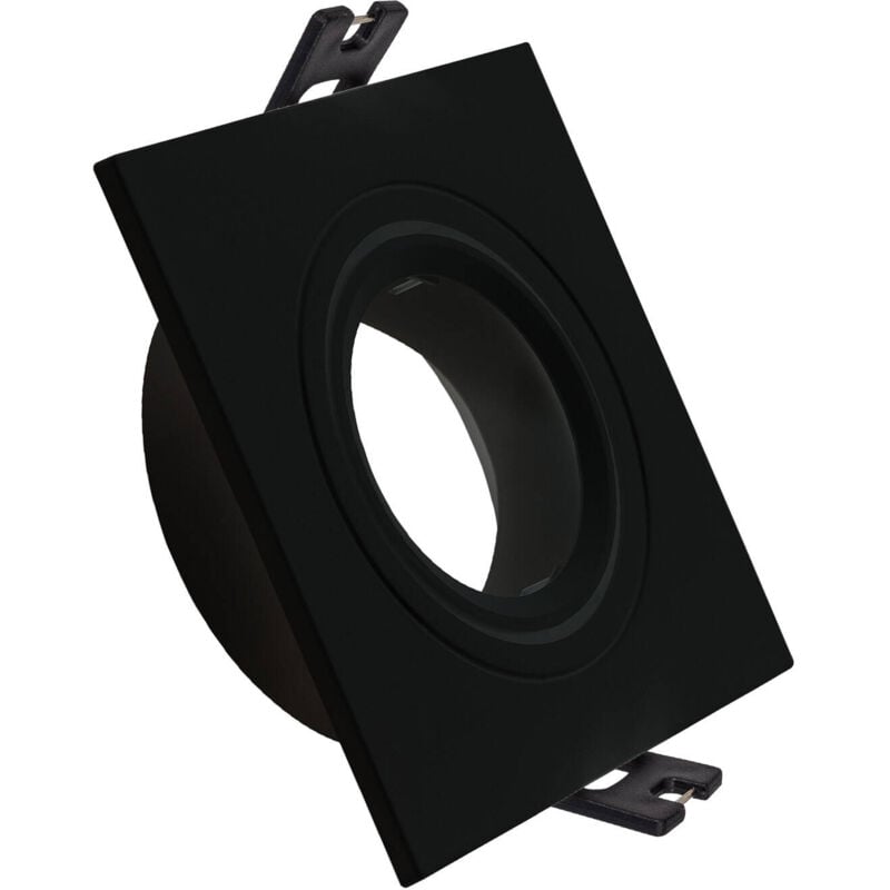 Image of Efectoled - Portafaretto Downlight Quadrato Basculante per Lampadina led GU10 / GU5.3 Foro ø 75 mm Nero