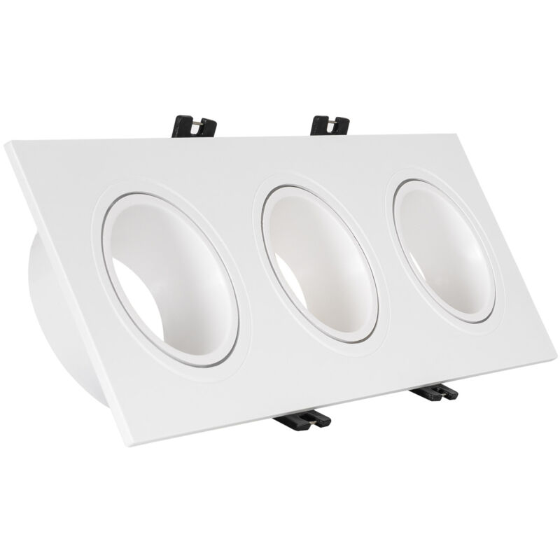 Image of Ledkia - Portafaretto Downlight Quadrato Basculante per tre Lampadine led GU10 / GU5.4 Foro 75x235 mm Bianco / Nero