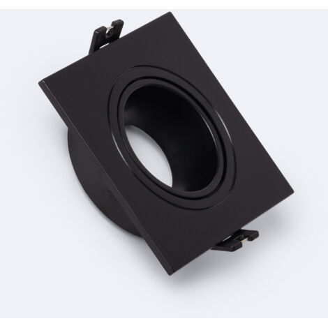 Portafaretto Downlight Quadrato Conico Basculante per Lampadina LED GU10 / GU5.3 Foro Ø 75 mm Nero