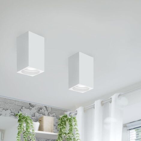 Portafaretto In Gesso A Soffitto Gu10 Porta Faretto Quadrato Bianco Verniciabile