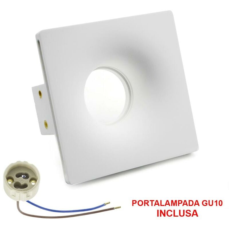 Faretto In Gesso 120x120mm Quadrato Holder Gu10 Incluso