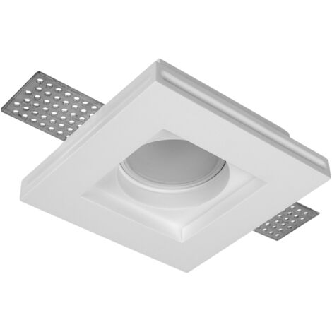 Portafaretto in gesso GU10 / MR16 da incasso 100x100x30mm Bianco Quadrato Novaline