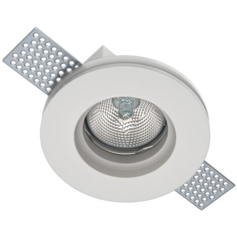 Portafaretto in gesso GU10 / MR16 da incasso 100x100x30mm Bianco Rotondo Novaline