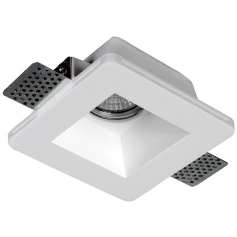 Portafaretto in gesso GU10 / MR16 da incasso 120x120x60mm Bianco Quadrato Novaline