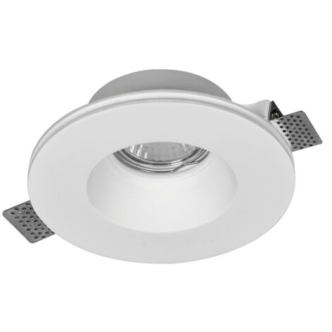 Portafaretto in gesso GU10 / MR16 da incasso 130x130x45mm Bianco Rotondo Novaline