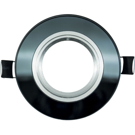PORTAFARETTO INCASSO LED SPECCHIO NERO ROTONDO ALETTE LM-9010
