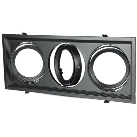 Portafaretto incasso V-TAC alluminio quadrato orientabile 3xAR111 VT-7223 - SKU 3583 NERO
